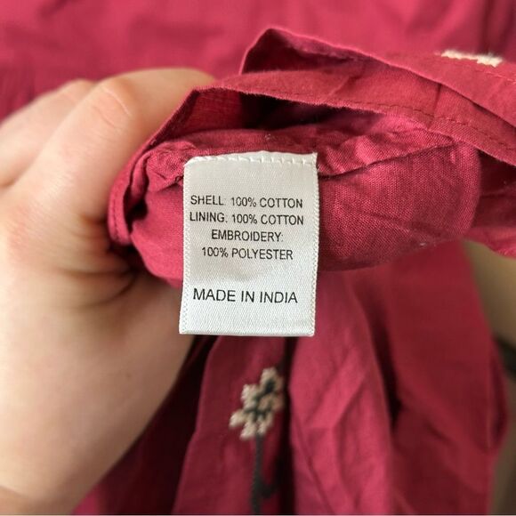 BNWT Ivy City Co Maroon Floral Heidi Dress Tie Waist Cotton Dress XL Cottagecore - Picture 11 of 14